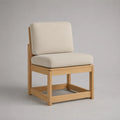 Chaise de jardin en bois massif avec coussins en tissu écru, 65 × 70 × 85 cm
