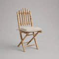 Chaise de jardin pliante en bambou avec coussin beige, 94 x 47 x 55 cm