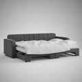Canapé-lit convertible 3 places en velours polyester gris foncé, couchage 140 × 200 cm, dimensions 220 × 90 × 85 cm