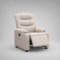 Fauteuil relax manuel inclinable en tissu beige avec repose-pieds intégré, 91 × 92 × 104 cm