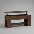 Table basse relevable rectangulaire en panneaux de particules mélaminés, marron noyer et noir, 100 × 50 × 50 cm