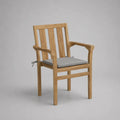 Fauteuil de jardin en bois naturel avec coussin gris, 60 × 59 × 90 cm